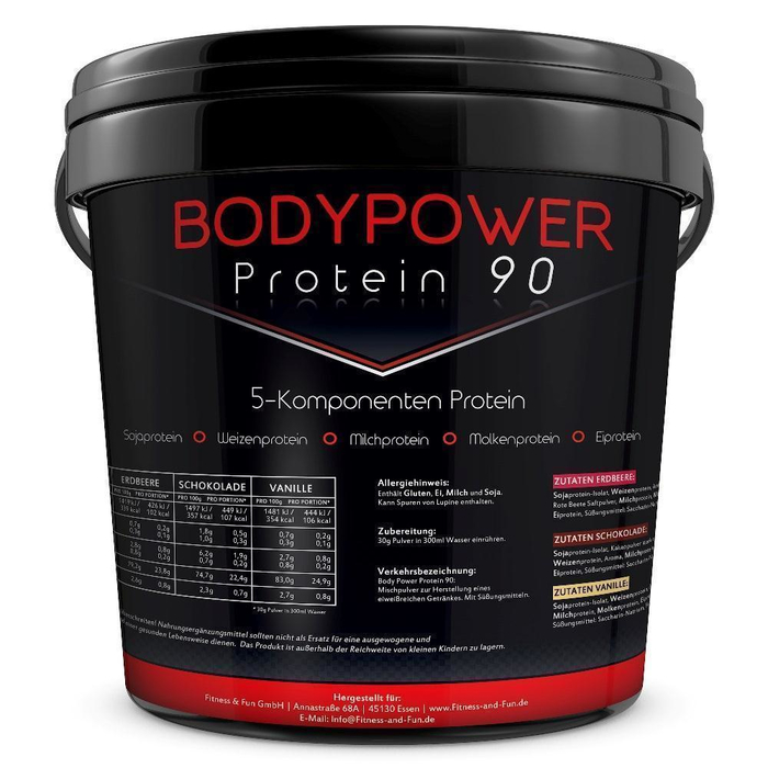 (X) Body Power Protein 90 5kg Eimer Erdbeere