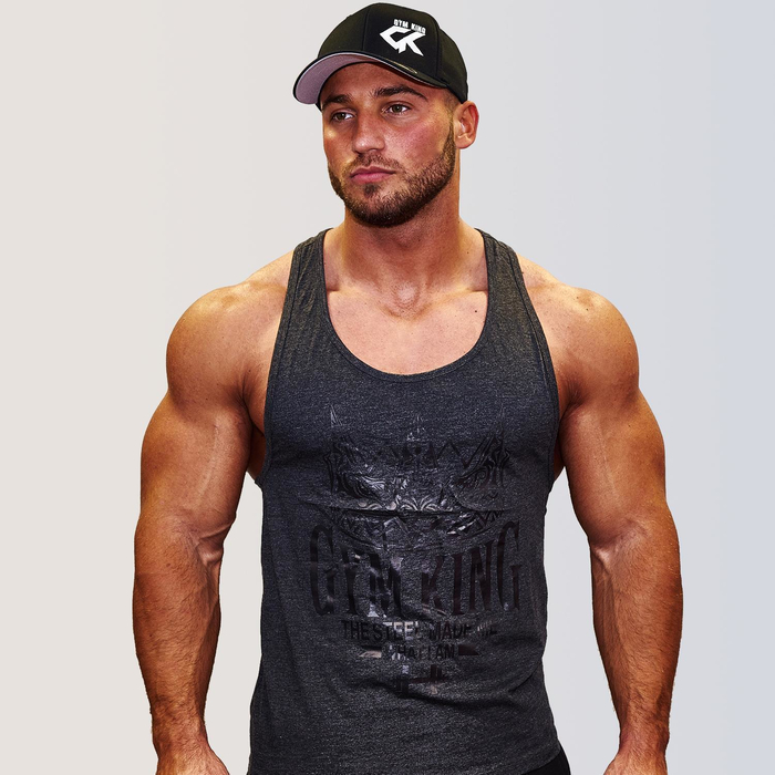 Gym King Stringer Tank Top Bodybuilding Tank Charcoal L