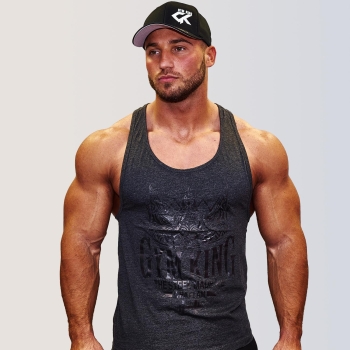 Gym King Stringer Tank Top Bodybuilding Tank Charcoal M