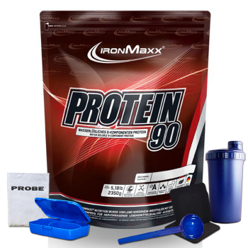 IronMaxx Protein 90 2350g Beutel + Bonus Shaker Cookies...