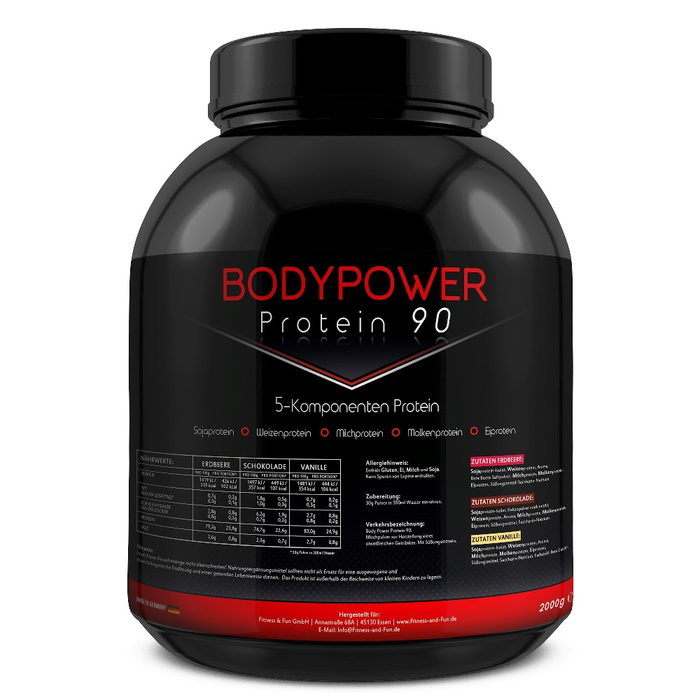 (X) Body Power Protein 90 2kg Dose Erdbeere