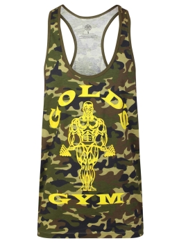 Golds Gym Muscle Joe Premium Tank Top Camo Green Fitness...