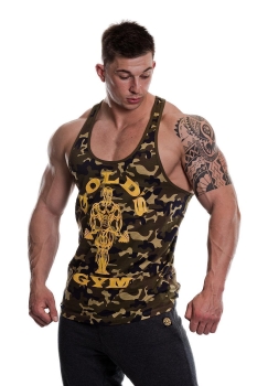 Golds Gym Muscle Joe Premium Tank Top Camo Green Fitness Bodybuilding Sport New XL