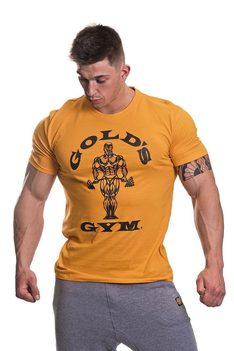 Golds Gym Muscle Joe T-Shirt Bodybuilding Fitness Clothing Mens Shirt Yellow L