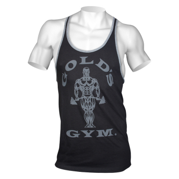 Golds Gym Muscle Joe Contrast Stringer Tank Black/Grey Marl L