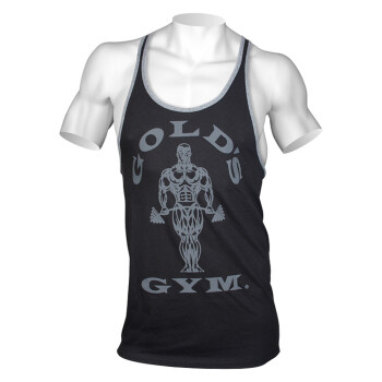 Golds Gym Muscle Joe Contrast Stringer Tank Black/Grey Marl XXL