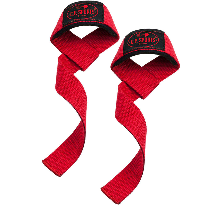 CP Sports Latzughilfen Klassik T11 Power Lifting Straps inkl. Neopren-Einlage farbig Rot