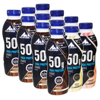 Multipower 50g High Protein Shake 12 x 500ml Flasche Pack...