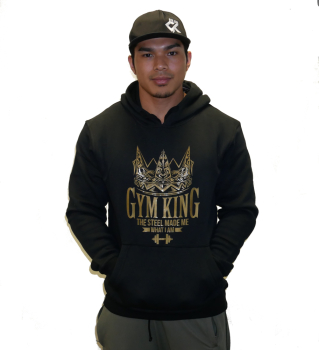 Gym King Mens Bodybuilding Gym Hoodie Black-Gold M