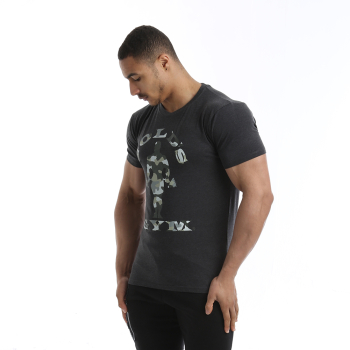 Golds Gym Camo Joe Printed T-Shirt Charcoal Marl