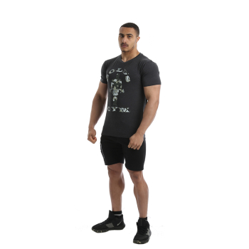 Golds Gym Camo Joe Printed T-Shirt Charcoal Marl XXL