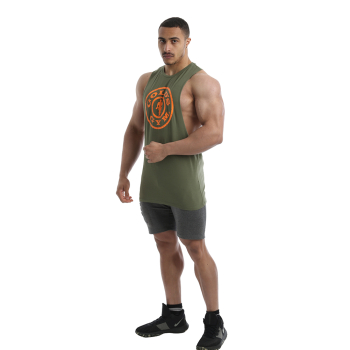 Golds Gym Drop Armhole Vest Tank Top khaki