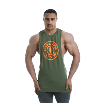 Golds Gym Drop Armhole Vest Tank Top khaki l