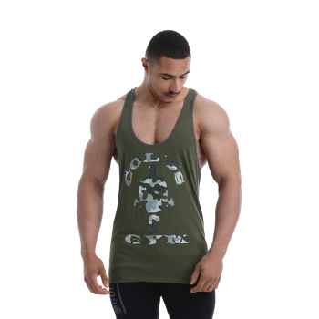 Golds Gym Camo Joe Printed Vest Tank Top army marl