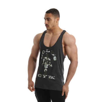 Golds Gym Camo Joe Printed Vest Tank Top charcoal marl