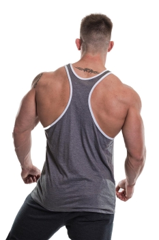 Golds Gym Muscle Joe Contrast Stringer Tank Grey Marl/White