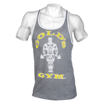 Golds Gym Muscle Joe Contrast Stringer Tank Grey Marl/White M