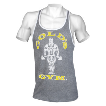 Golds Gym Muscle Joe Contrast Stringer Tank Grey Marl/White XXL