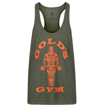 Golds Gym Classic Stringer Tank Top Army Marl/Orange