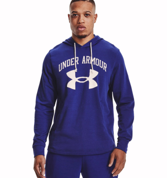 Under Armour Rival Terry Big Logo Hoodie Blue XXXL