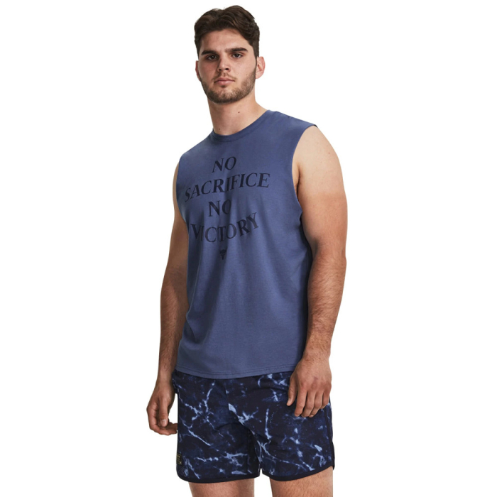 Under Armour Mens Project Rock Show Me Sweat Tank Navy